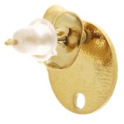 Pendientes de disco martillado de 10 mm con un agujero - Acero inoxidable 304 oro x2