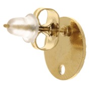 Pendientes de disco texturizados de 10 mm con agujero - Acero inoxidable dorado 304 x2
