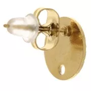 Pendientes de disco texturizados de 10 mm con agujero - Acero inoxidable dorado 304 x2