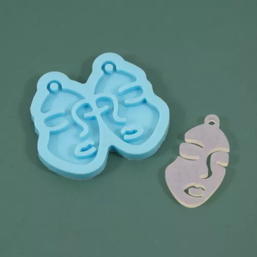 Molde de silicona - pendientes de la cara para resina epoxi y polvo de cerámica