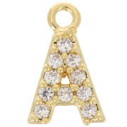 Colgante alfabeto 8 mm avec óxido de zirconio - A - Dorado con oro fino - Crystal x1