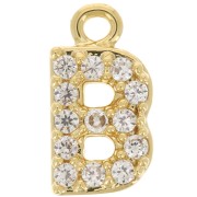 Colgante alfabeto 8 mm avec óxido de zirconio - B - Dorado con oro fino - Crystal x1|raw }}