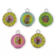 Dijes Vírgenes esmaltado epoxi 24 mm plateado x5