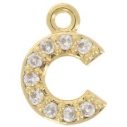 Colgante alfabeto 8 mm avec óxido de zirconio - C - Dorado con oro fino - Crystal x1
