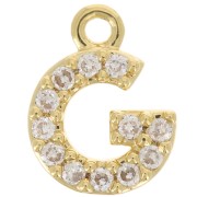 Colgante alfabeto 8 mm avec óxido de zirconio - G - Dorado con oro fino - Crystal x1