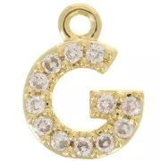 Colgante alfabeto 8 mm avec óxido de zirconio - G - Dorado con oro fino - Crystal x1
