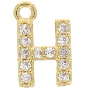 Colgante alfabeto 8 mm avec óxido de zirconio - H - Dorado con oro fino - Crystal x1