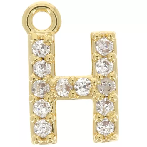 Colgante alfabeto 8 mm avec óxido de zirconio - H - Dorado con oro fino - Crystal x1