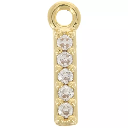 Colgante alfabeto 8 mm avec óxido de zirconio - I - Dorado con oro fino - Crystal x1
