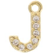 Colgante alfabeto 8 mm avec óxido de zirconio - J - Dorado con oro fino - Crystal x1