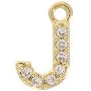 Colgante alfabeto 8 mm avec óxido de zirconio - J - Dorado con oro fino - Crystal x1
