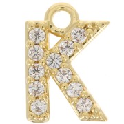 Colgante alfabeto 7.5 mm avec óxido de zirconio - K - Dorado con oro fino - Crystal x1|raw }}
