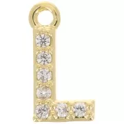 Colgante alfabeto 8 mm avec óxido de zirconio - L - Dorado con oro fino - Crystal x1