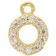 Colgante alfabeto 7 mm avec óxido de zirconio - O - Dorado con oro fino - Crystal x1