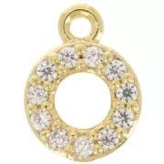 Colgante alfabeto 7 mm avec óxido de zirconio - O - Dorado con oro fino - Crystal x1