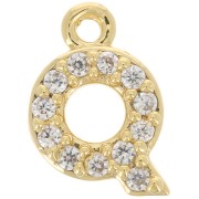 Colgante alfabeto 9 mm avec óxido de zirconio - Q - Dorado con oro fino - Crystal x1|raw }}