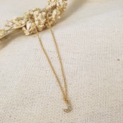 Colgante alfabeto 8 mm avec óxido de zirconio - R - Dorado con oro fino - Crystal x1