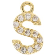 Colgante alfabeto 8 mm avec óxido de zirconio - S - Dorado con oro fino - Crystal x1