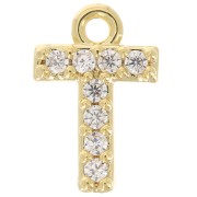 Colgante alfabeto 8 mm avec óxido de zirconio - T - Dorado con oro fino - Crystal x1|raw }}