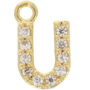 Colgante alfabeto 8 mm avec óxido de zirconio - U - Dorado con oro fino - Crystal x1|raw }}
