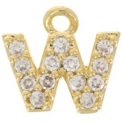 Colgante alfabeto 7 mm avec óxido de zirconio - W - Dorado con oro fino - Crystal x1|raw }}