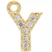 Colgante alfabeto de 8 mm con óxido de zirconio - Z - Dorado con oro fino - Cristal x1