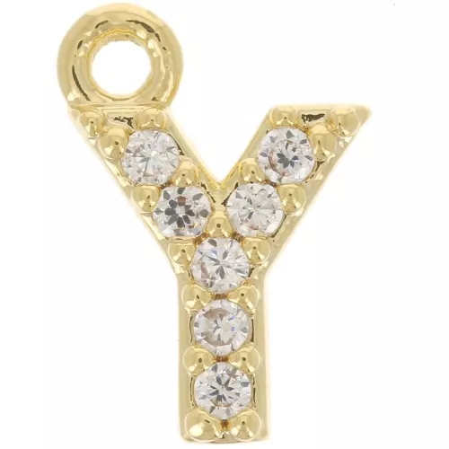 Colgante alfabeto de 8 mm con óxido de zirconio - Z - Dorado con oro fino - Cristal x1