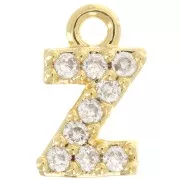 Colgante alfabeto de 7 mm con óxido de zirconio - Z - Dorado con oro fino - Cristal x1