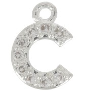 Charm letra del alfabeto 8 mm con óxido de zirconio - C - Chapado Plateado fino - Crystal x1|raw }}