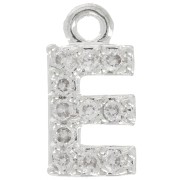 Charm letra del alfabeto 8 mm con óxido de zirconio - E - Chapado Plateado fino - Crystal x1|raw }}