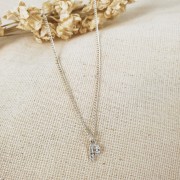 Charm letra del alfabeto 8 mm con óxido de zirconio - F - Chapado Plateado fino - Crystal x1