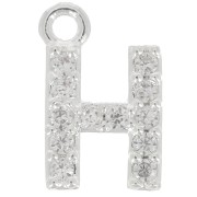 Charm letra del alfabeto 8 mm con circonitas- H - Chapado Plateado fino - Crystal x1|raw }}