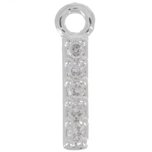 Charm letra del alfabeto 8 mm con óxido de zirconio - I - Chapado Plateado fino - Crystal x1