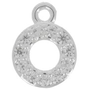 Charm letra del alfabeto 7 mm con óxido de zirconio - O - Chapado Plateado fino - Crystal x1|raw }}