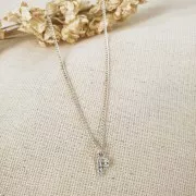 Charm letra del alfabeto 8 mm con óxido de zirconio - Q - Chapado Plateado fino - Crystal x1