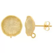 Ganchos Pendientes Flor de Loto 12 mm -anilla abierta - Dorado con oro satinado x2