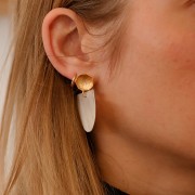 Ganchos Pendientes Flor de Loto 12 mm -anilla abierta - Dorado con oro satinado x2