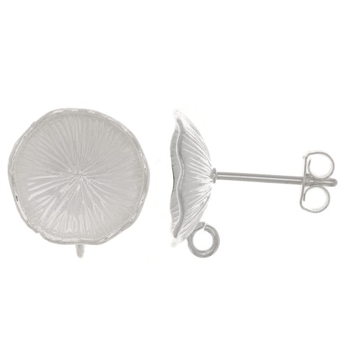 Ganchos Pendientes Flor de Loto 12 mm - con anilla abierta - Chapado fino x2