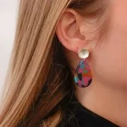 Ganchos Pendientes Flor de Loto 12 mm - con anilla abierta - Chapado fino x2