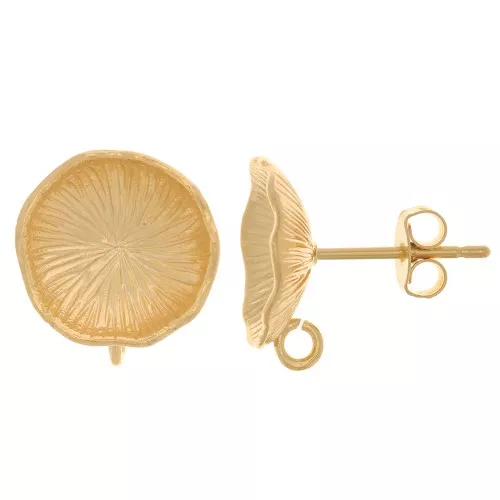 Ganchos Pendientes Flor de Loto 12 mm - con anilla abierta - Dorado oro fino x2