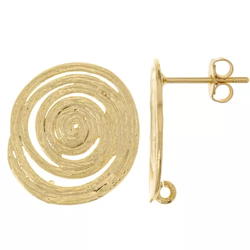 Ganchos pendientes de espiral 16 mm - anilla abierta - Dorado oro fino x2