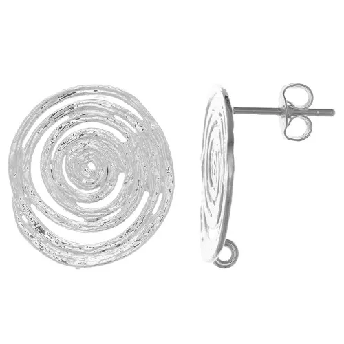 Ganchos pendientes de espiral 16 mm - anilla abierta - Chapado de Plata fina x2