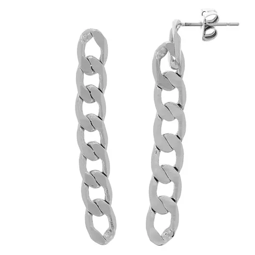 Pendientes con cadena 46x6 mm - Rodio x2