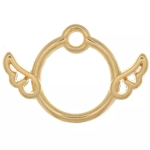 Charm círculo calado con alas 13x19 mm - Chapado en oro x1