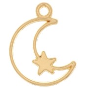 Colgante media luna calada con estrella 19x13,5 mm - Dorado con oro fino x1|raw }}