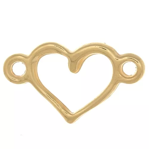 Entrepieza corazón 2 anillos 8x14,5 mm - Chapado en oro x1