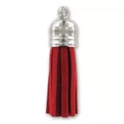 Pompón Ultra Suede 36 mm rodiado rojo x1