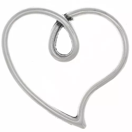 Colgante Corazón Calado 16x17 mm - Plateado Antiguo x1