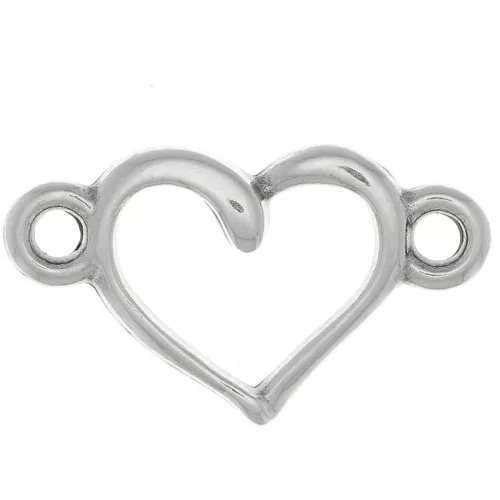 Entrepieza forma de corazón 2 anillas 8x14,5 mm - Plateado antiguo x1