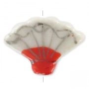 Abanico de cerámica 19x14 mm Beige/Rojo x1